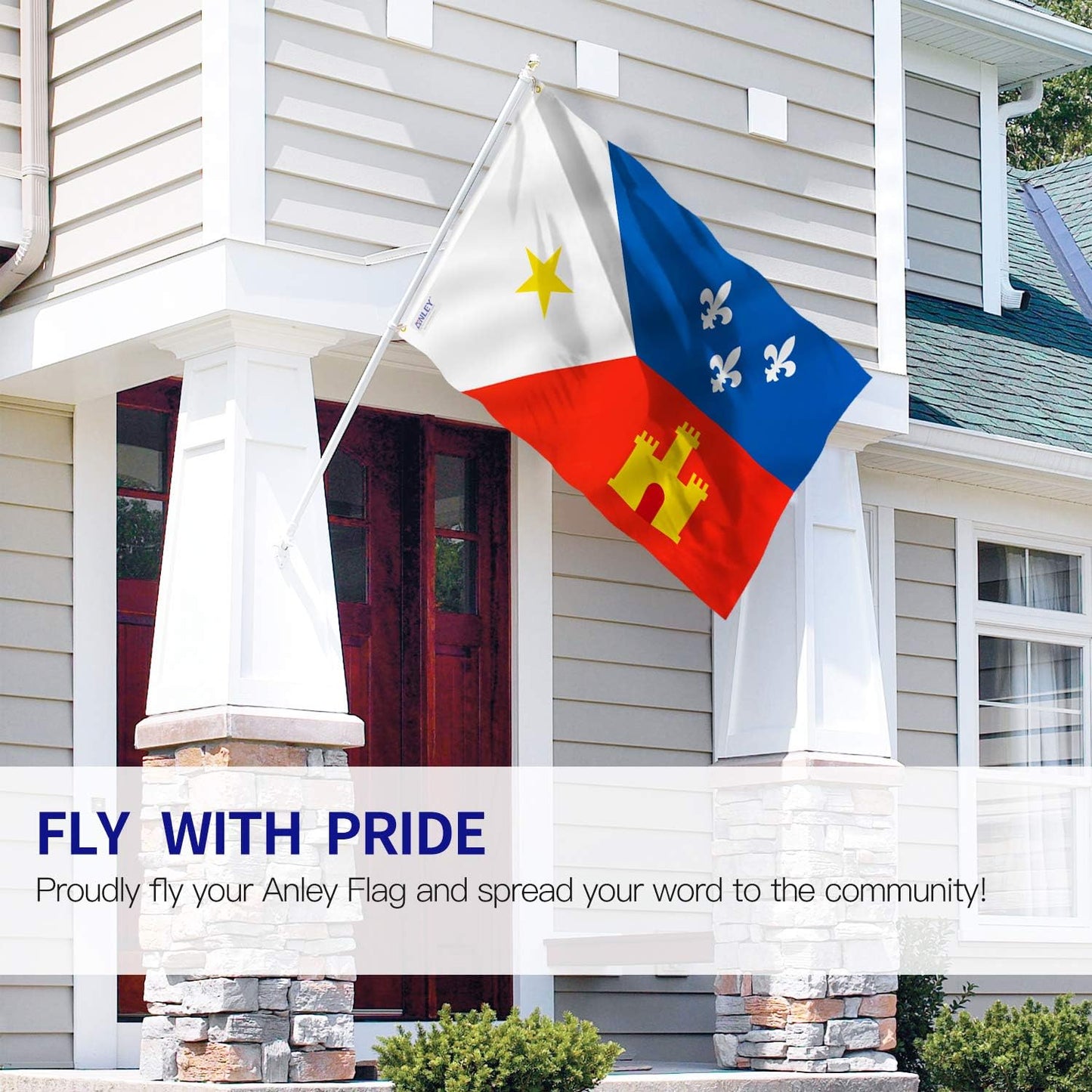 Bandera Acadiana 3x5ft Poliéster Ojales Latón Doble Costura