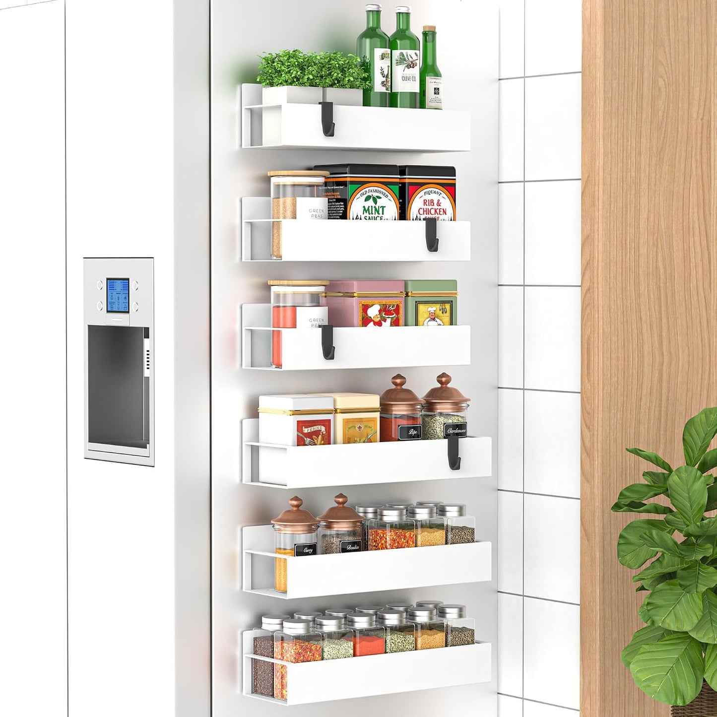 Organiz. magnético especias frigorífico horno 6 pzas blanco