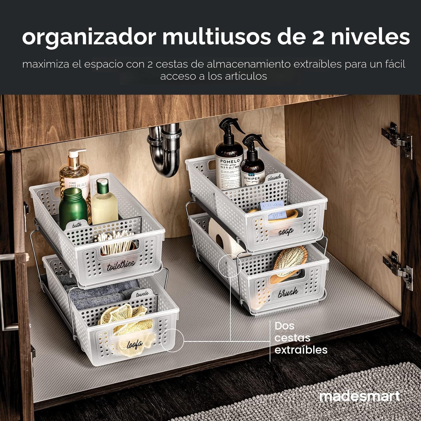 Organiz. 2 estantes con divisores