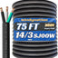 Cable SJOOW 14/3 75ft 300V para motor y luces