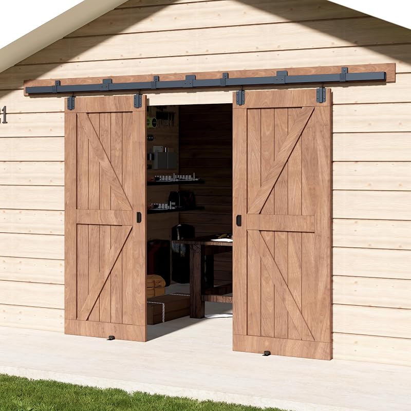 Kit riel doble puerta industrial negro 16ft carga 300lb