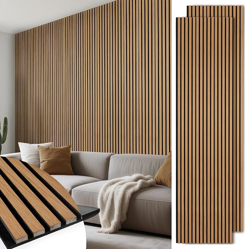 2 Paneles pared madera 106x23.6" acústicos 3D insonorizados