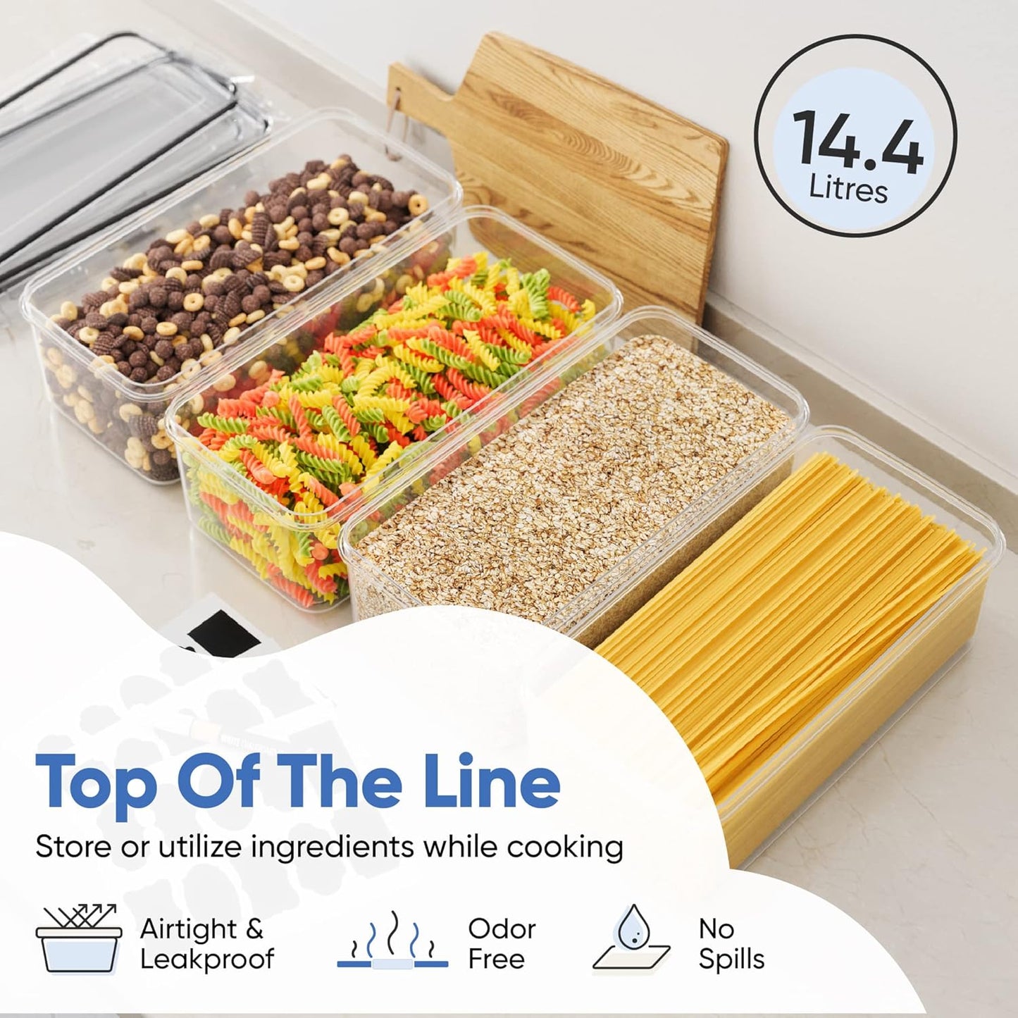 Contenedores herméticos plástico 3.6l set 4 sin BPA