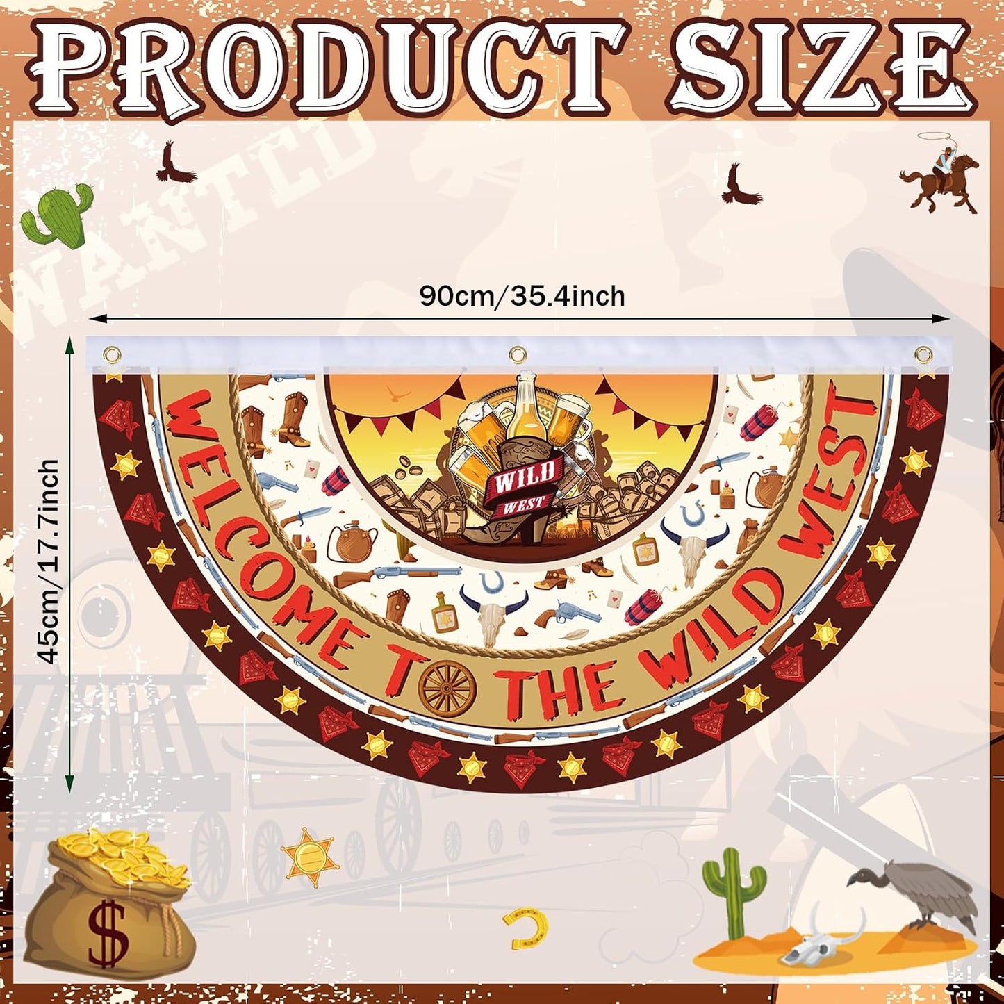 6 Banderines Vaquero 1.5x3pies Decoración