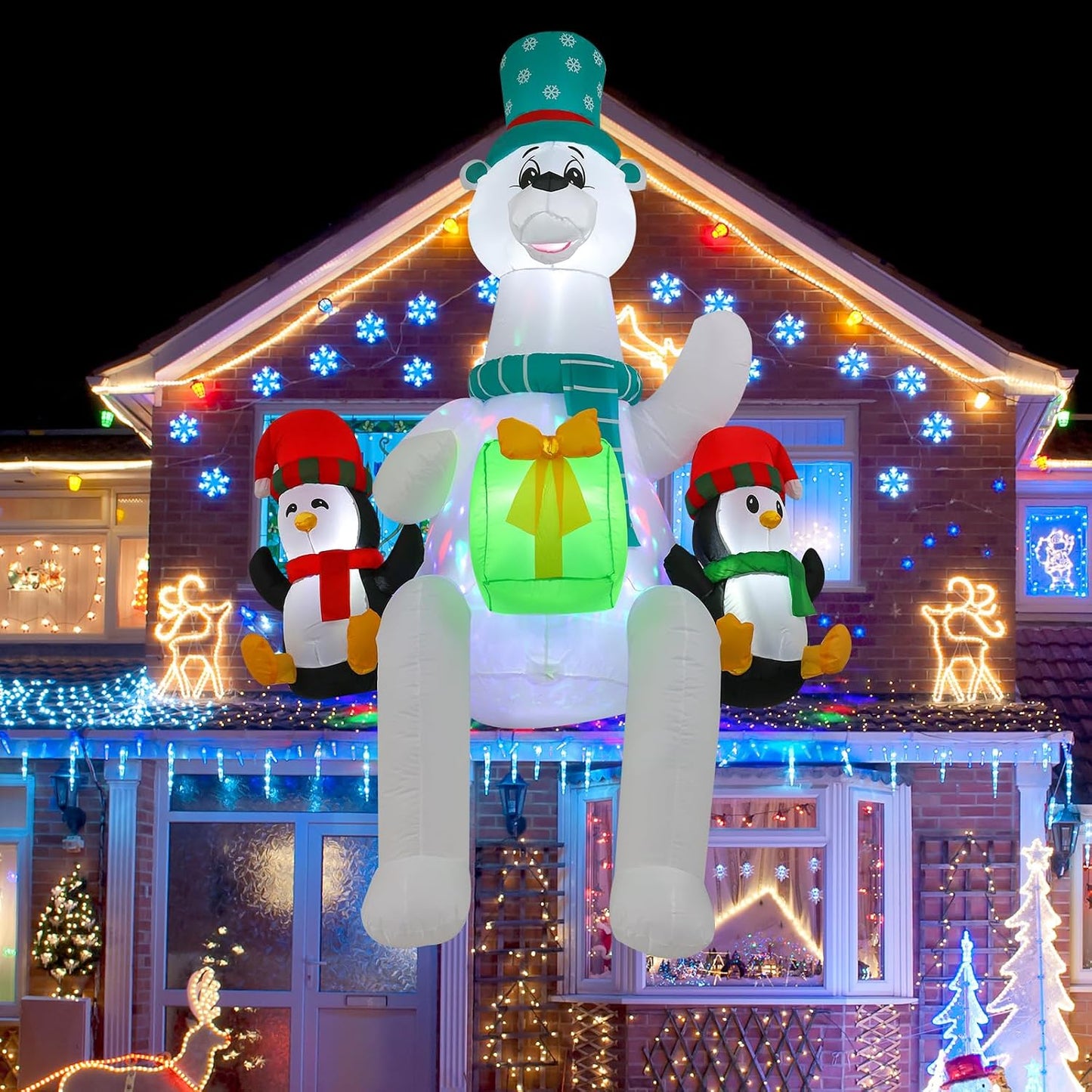 Oso polar inflable con luces LED y caleidoscópicas