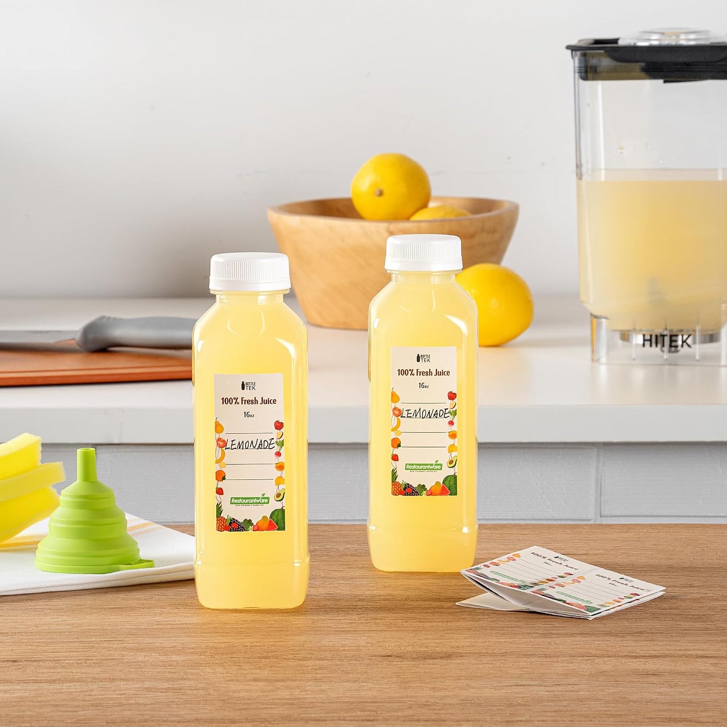 Botellas de jugo 16oz cuadradas 10 pzas con tapas