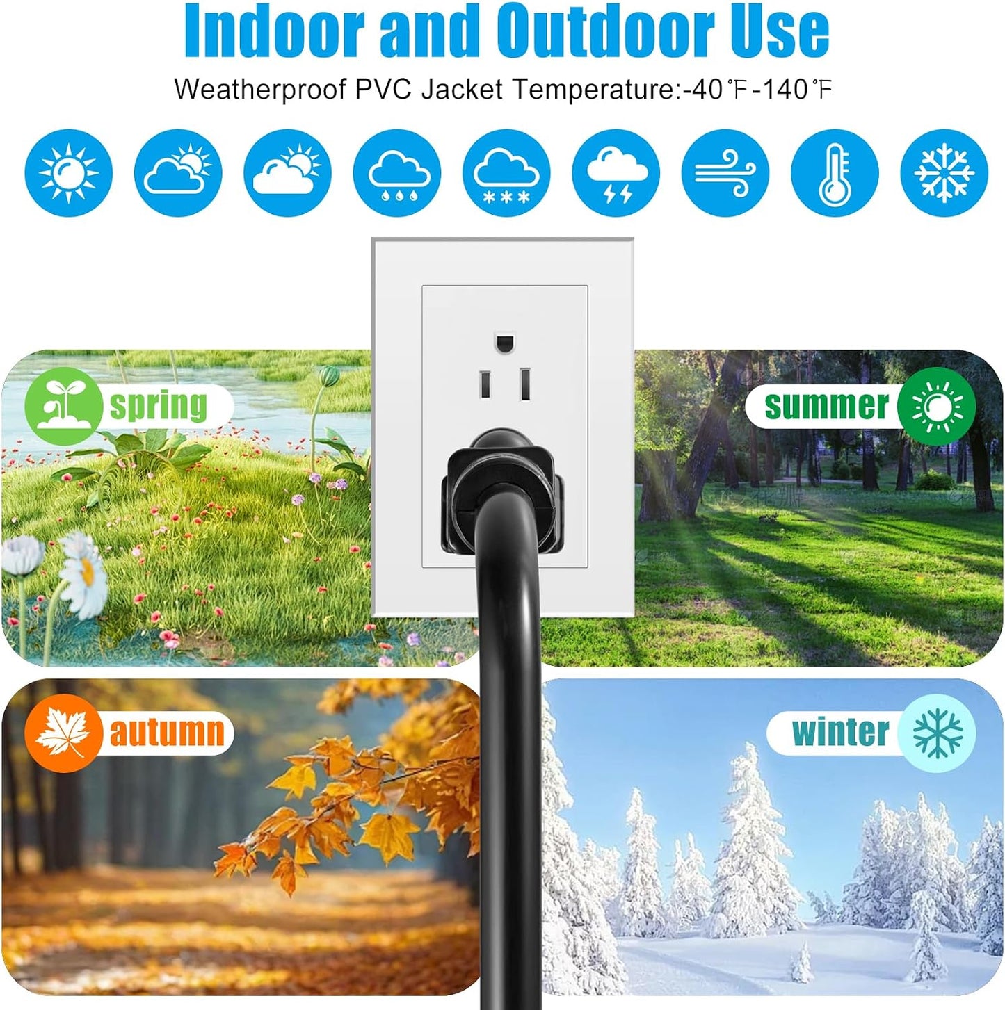 Cable alimentación universal 6ft 3 clavijas 12AWG negro