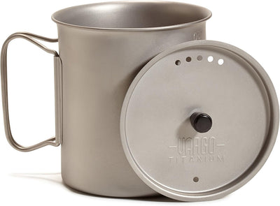 Taza titanio ligera duradera para acampar y mochilero con