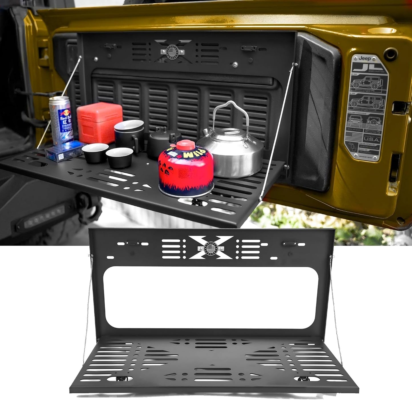 Mesa puerta trasera Jeep Wrangler 07-26 con estante