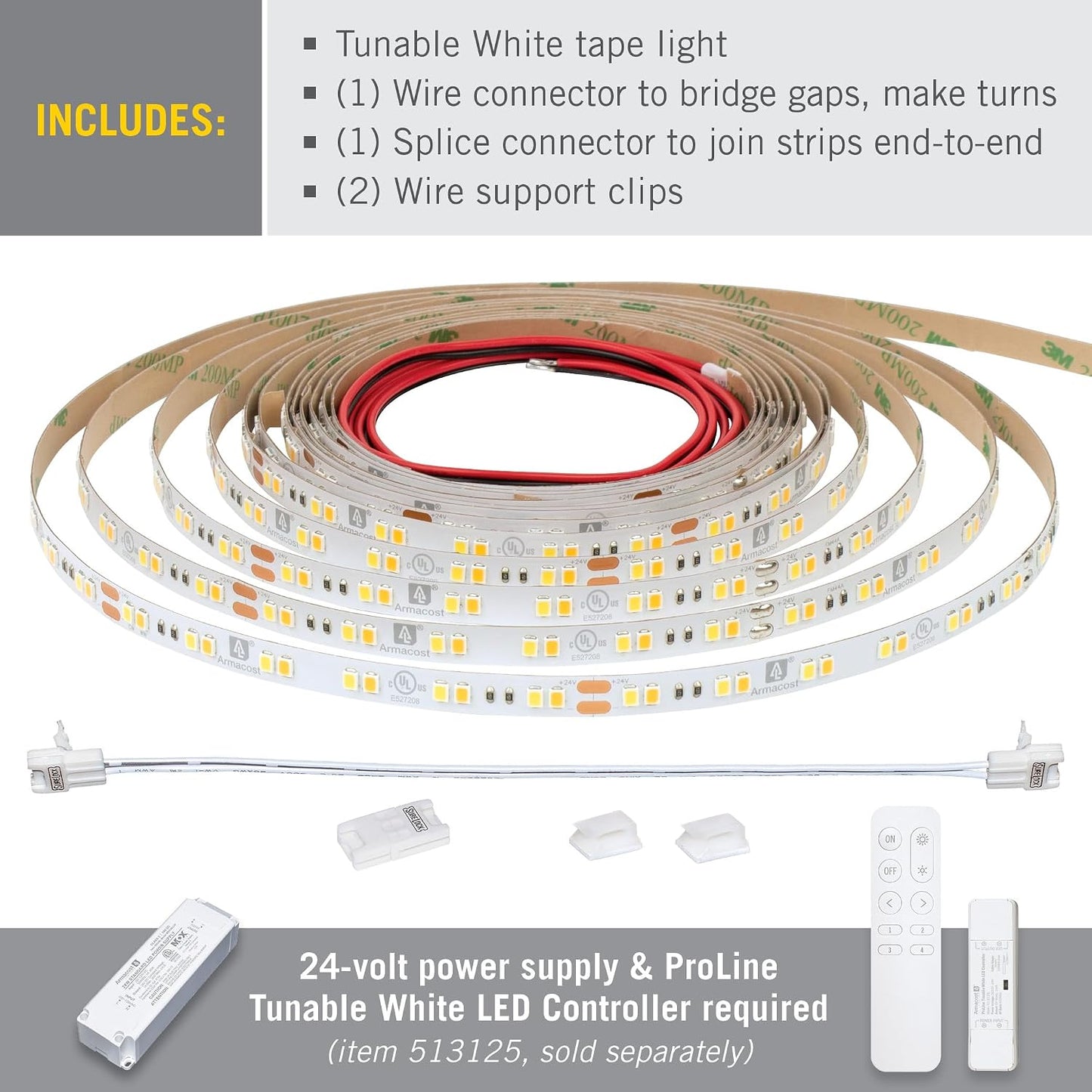 Luz cinta LED sintonizable CCT 24V 16.4pies