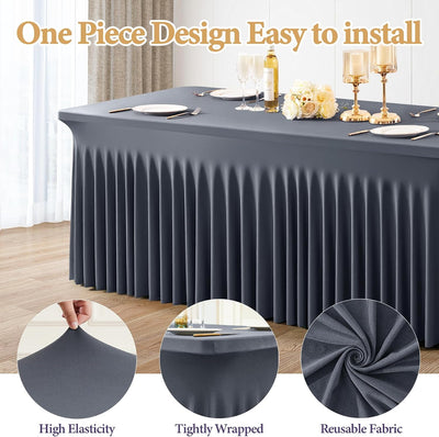 6 Manteles Elastano Gris para Mesas 6ft Ajustables Bodas