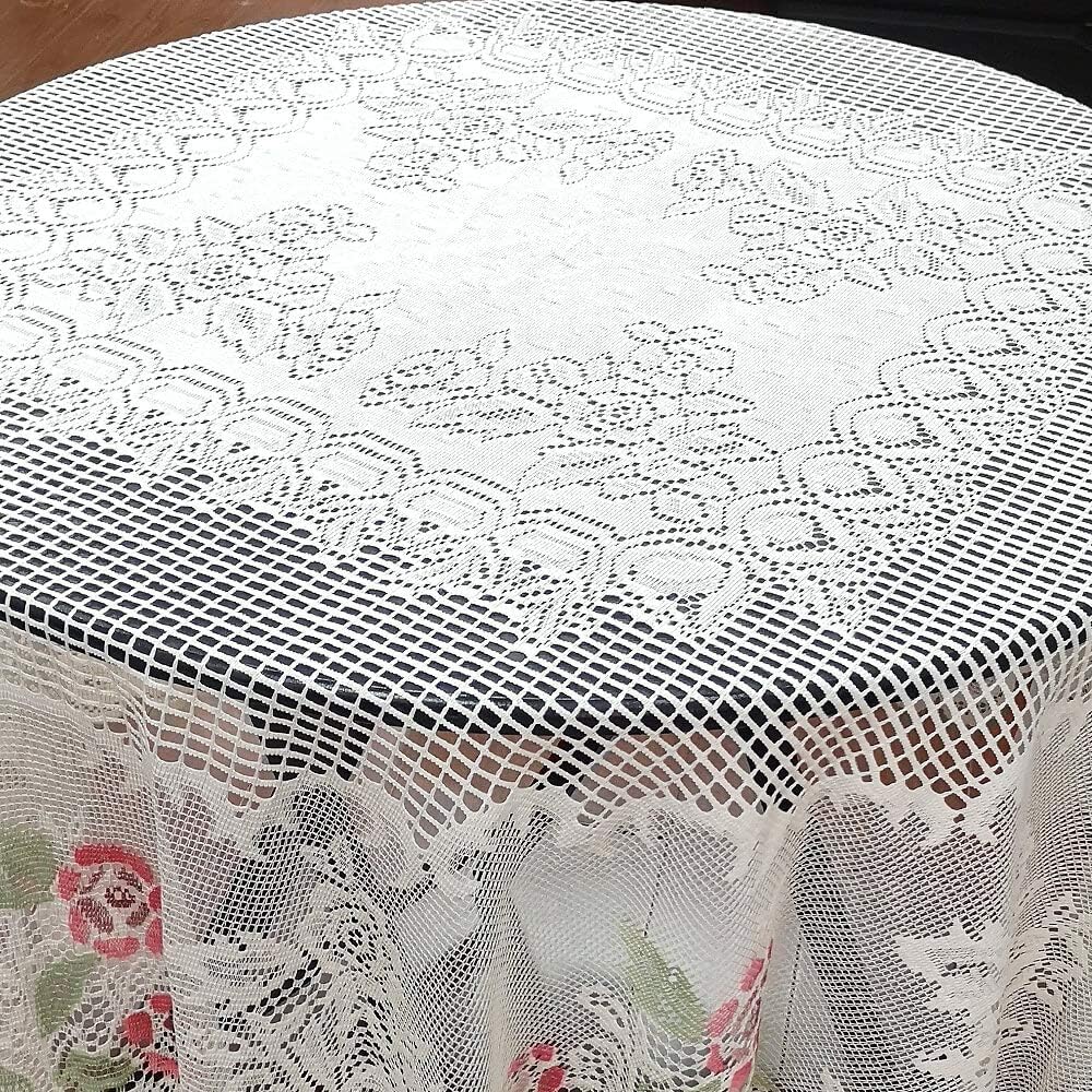Mantel encaje redondo 70pulg rosa pálido para fiesta