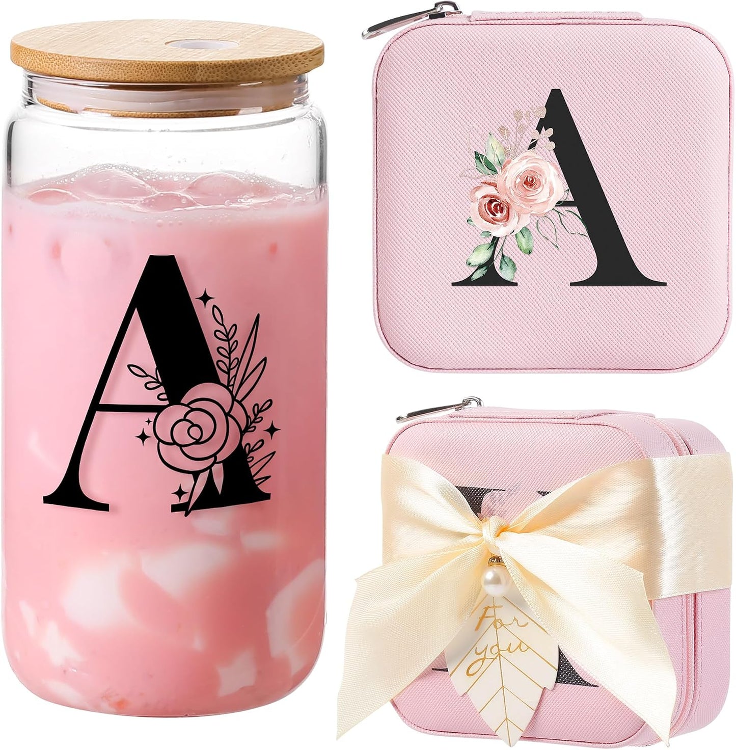Tazas vidrio con tapa y pajita regalo Navidad