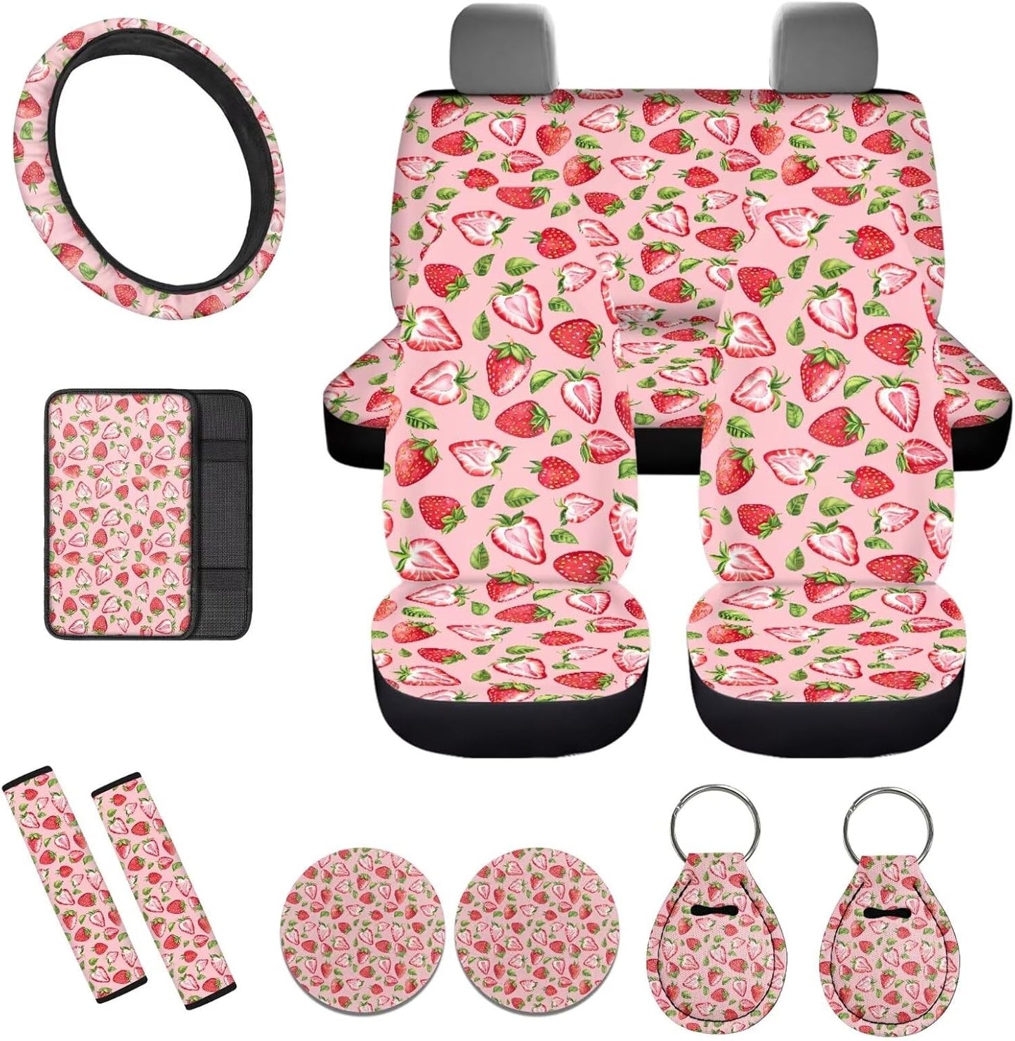 Set 12 fundas asiento coche fresa ajuste universal 15"