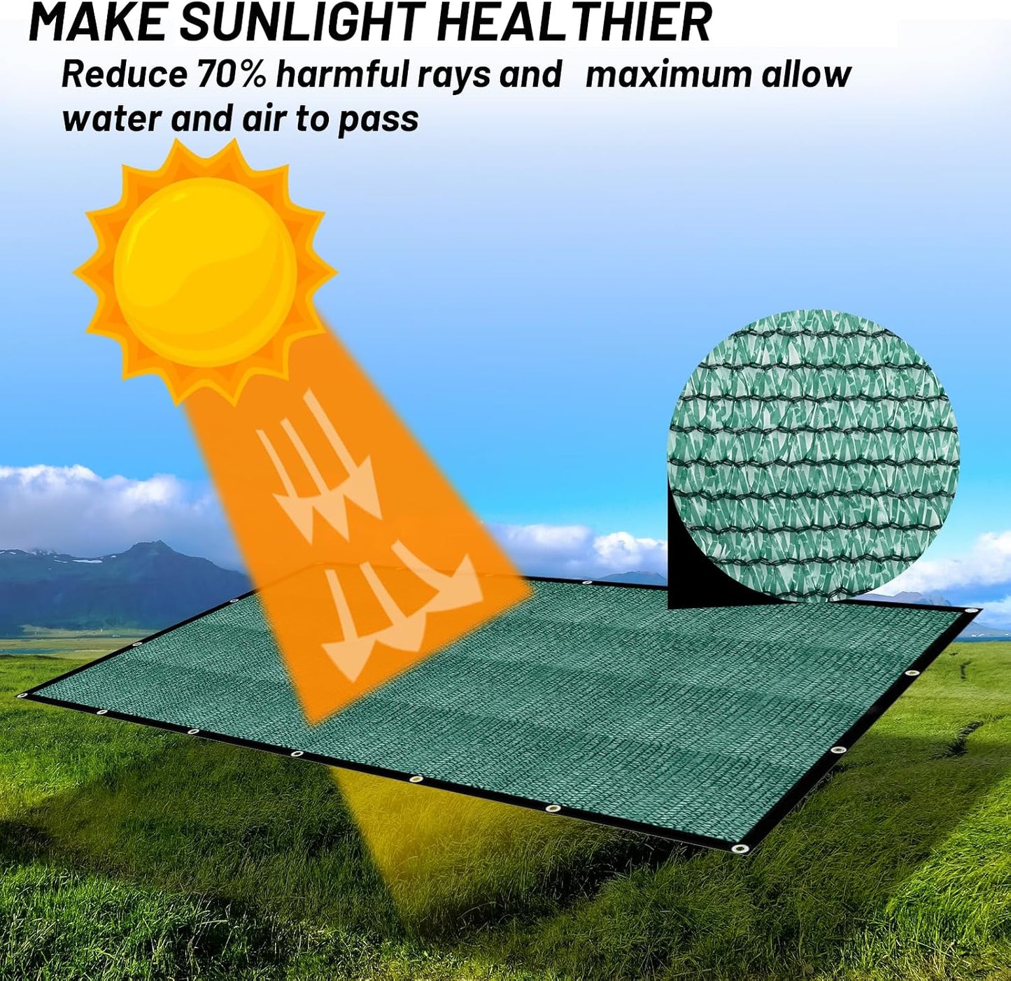 Lona malla 70% tela solar 10x20ft para cubierta jardín patio
