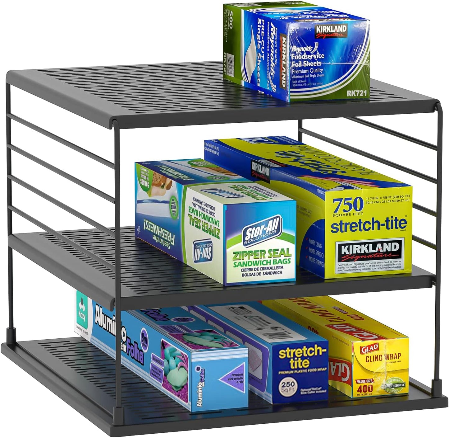 Soporte compartimentos para bolsas plástico y snacks