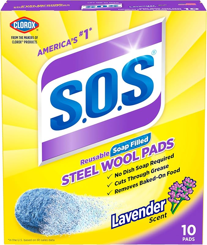 Almohadillas jabón lana acero lavanda 10uds