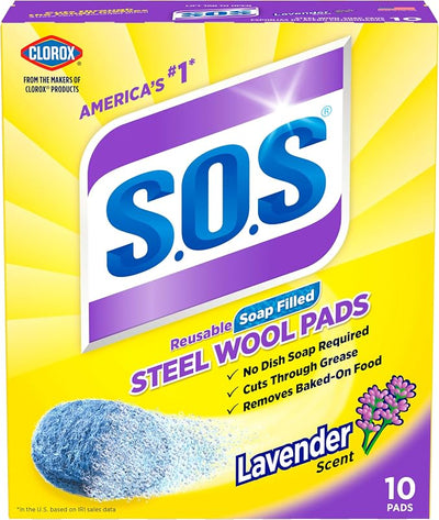 Almohadillas jabón lana acero lavanda 10uds