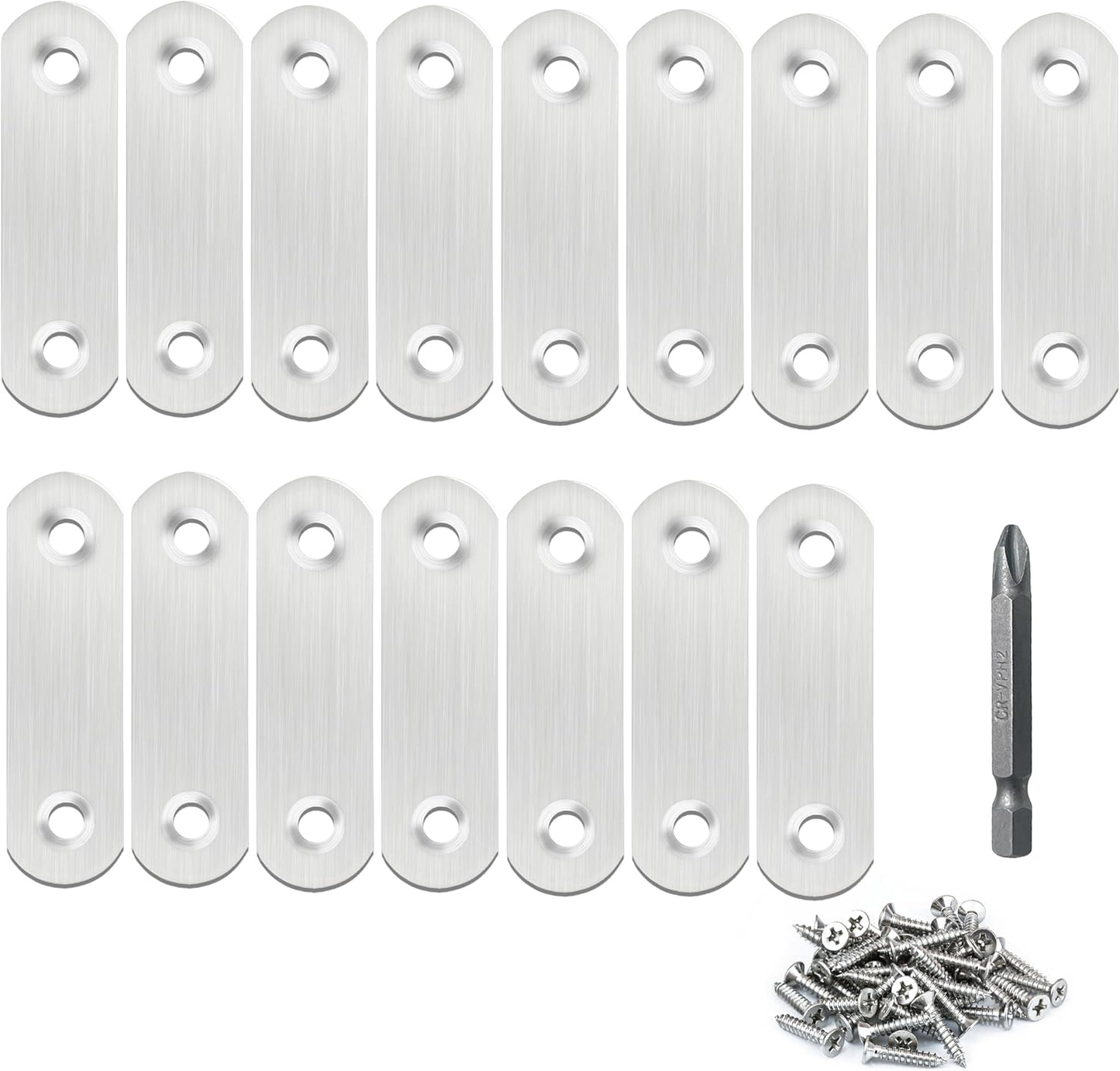 16 Pack Soportes Planos Acero Inox 60mm