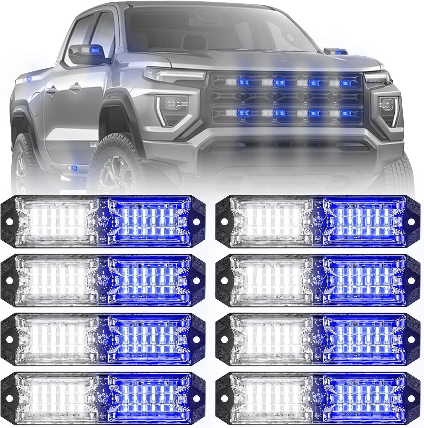 Kit 8 Luces LED Estroboscópicas para Vehículos Azul/Blanco