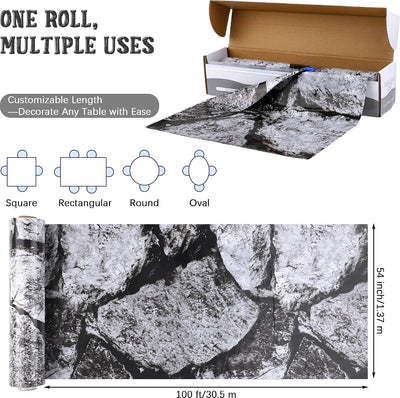 Mantel pared piedra Halloween 100x54pulg cubierta mesa medieval
