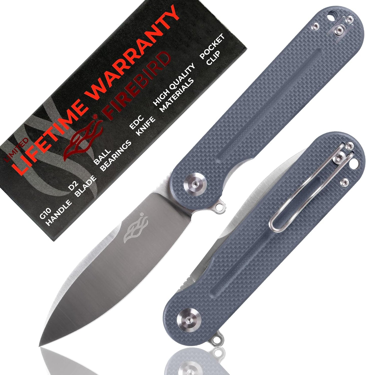 Cuchillo plegable camping con rodamientos D2 acero mango G10