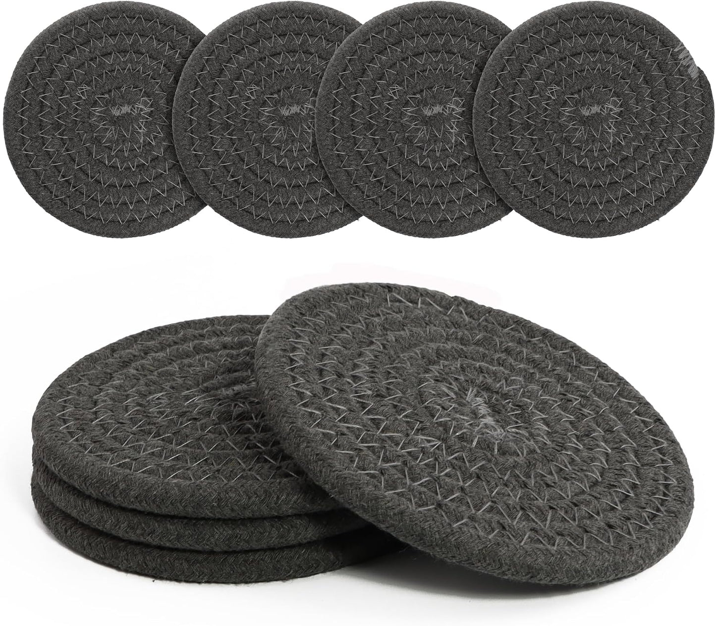 4 Pzas Posavasos Algodón Estilo Bohemio Absorbentes Gris Oscuro