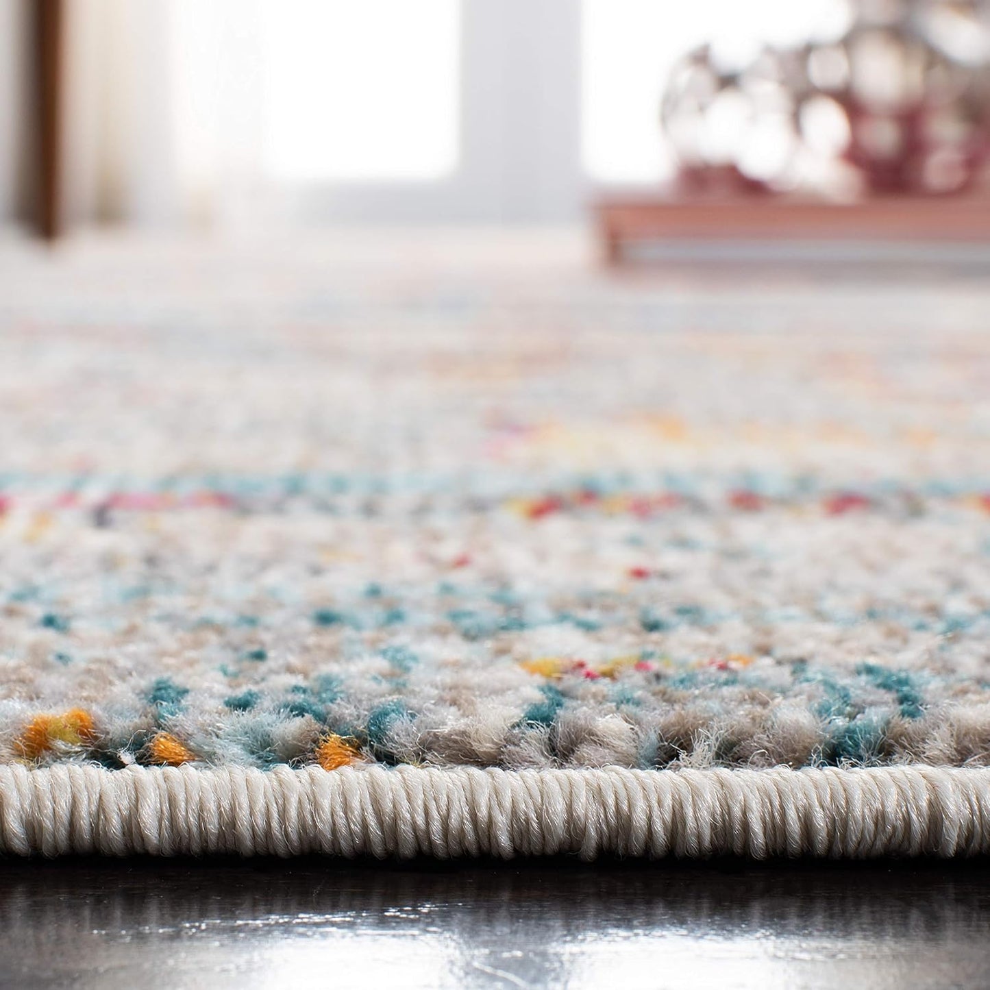 Alfombra decorativa 3x5ft gris turquesa diseño bohemio