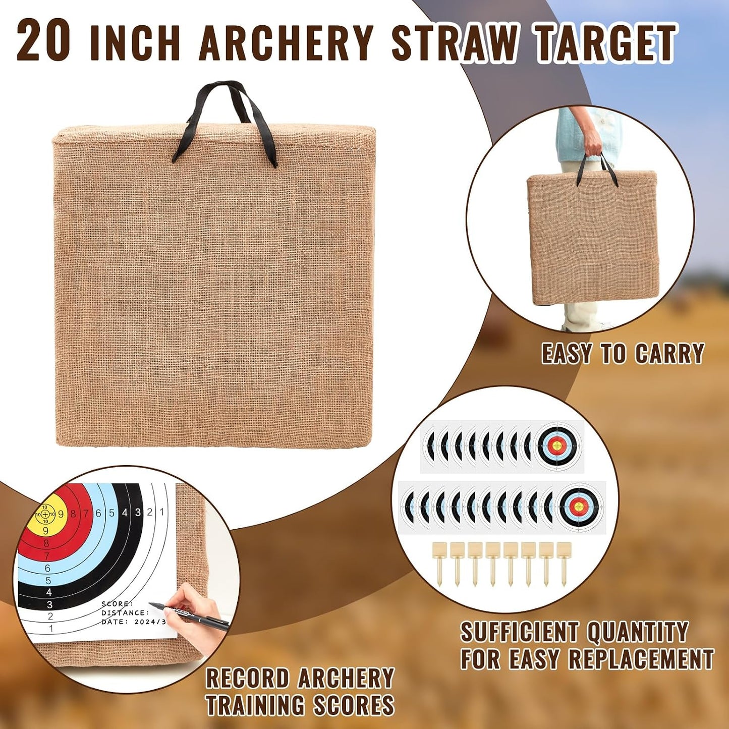 Objetivo tiro arco 20pulg con 20 flechas papel