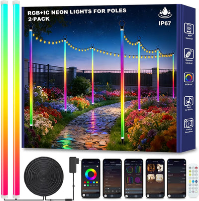2 Luces Neón RGBIC 6.6pulg Exteriores Impermeables Patio