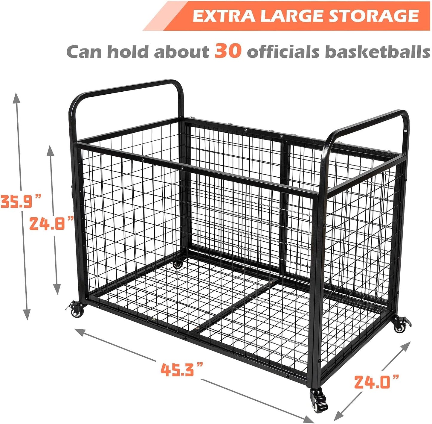 Carrito bolas garaje jaula baloncesto extragrande resistente