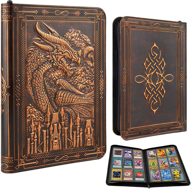 Carpeta 9 Bolsillos Cuero PU 3D con Cremallera para TCG MTG