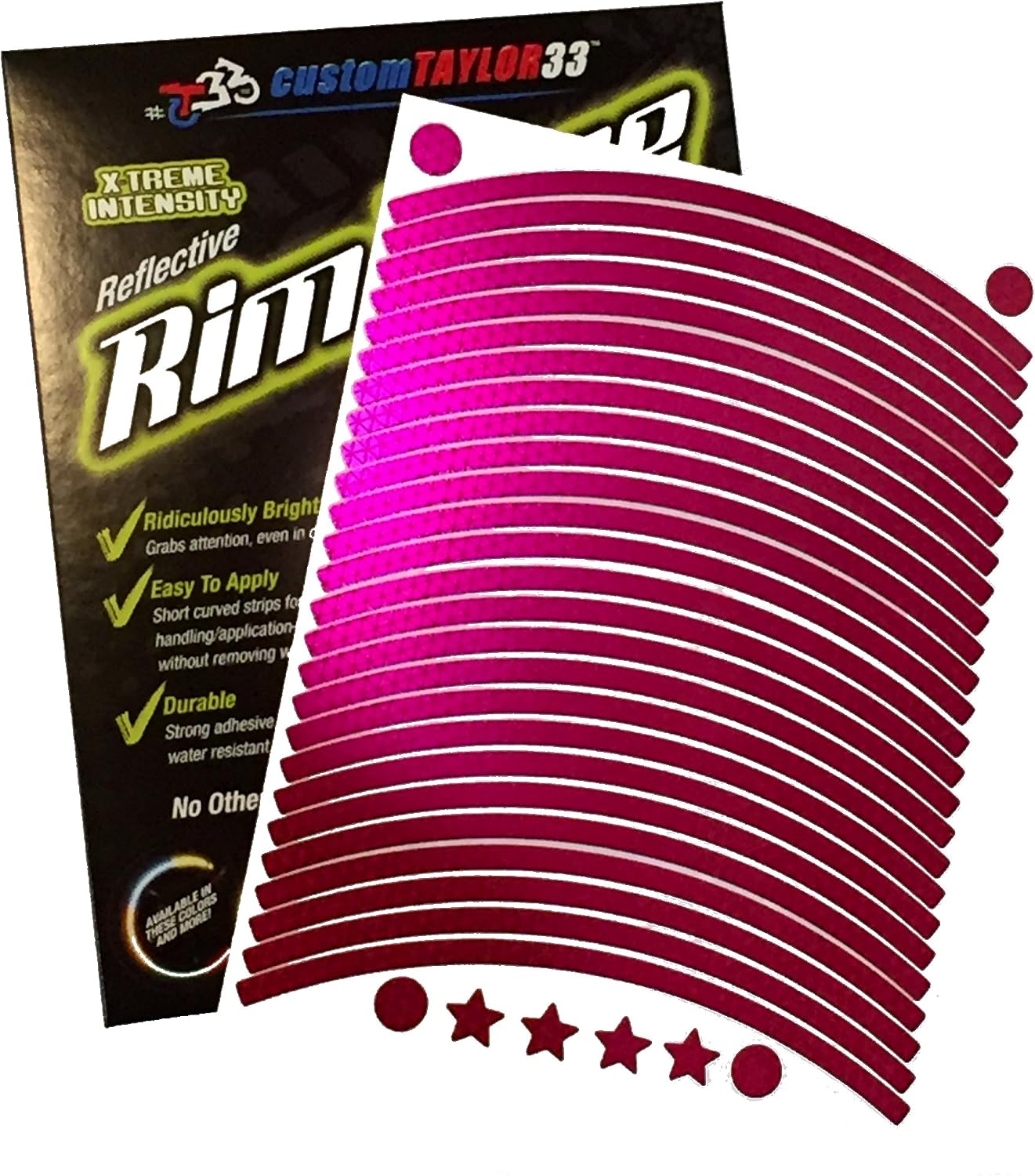 Cintas seguridad neumáticos moto rosa reflectantes