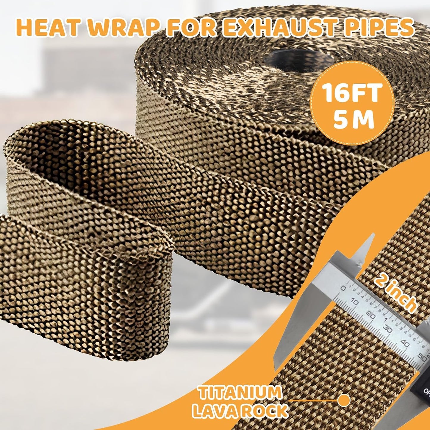 Cinta térmica fibra vidrio 2x16ft con 10 lazos acero inox para moto