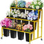Soporte flores 3 niveles metal 12 cubos plástico negro