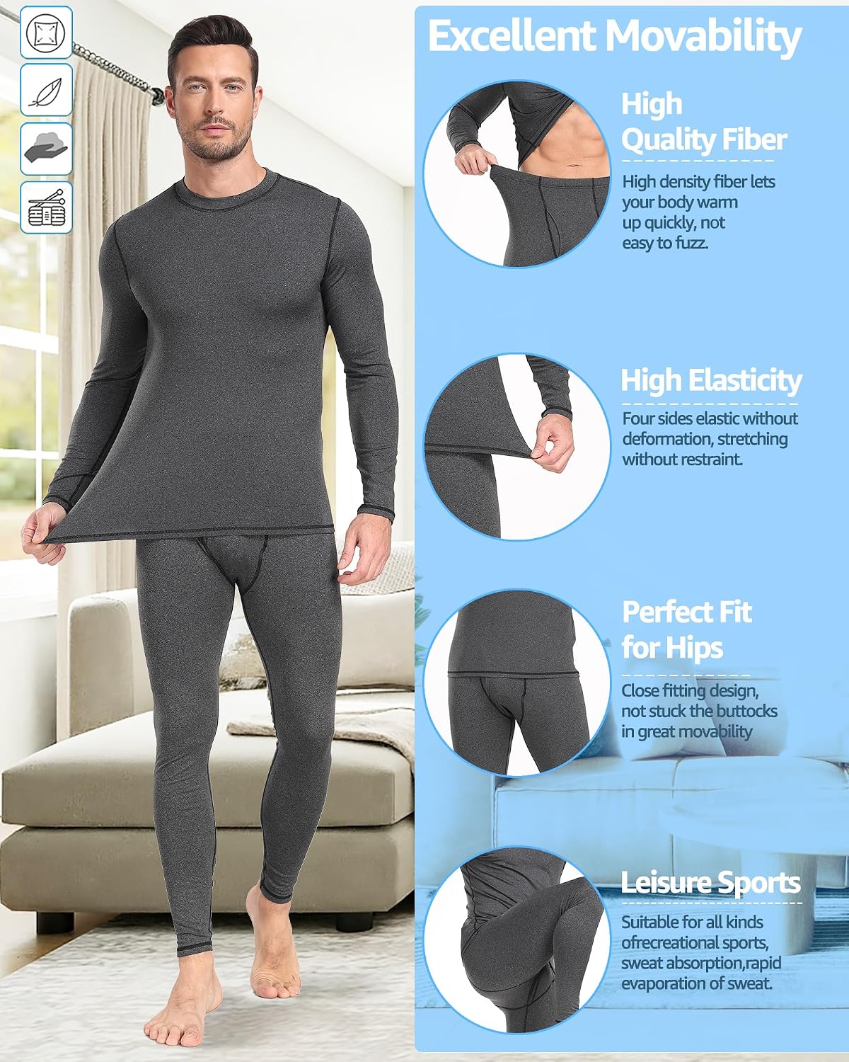 Conjunto térmico para hombre clima frío