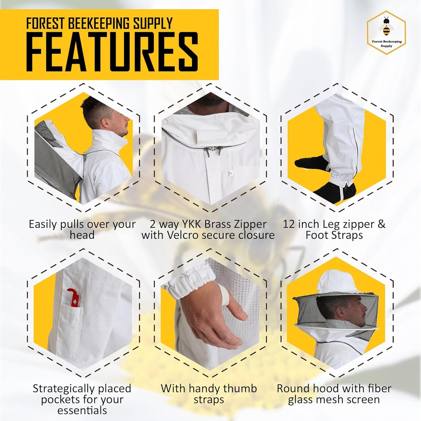 Traje apicultura 100% algodón para hombres y mujeres xl