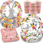 Juego de 96 platos de papel de Pascua con tazas y servilletas para 24 personas