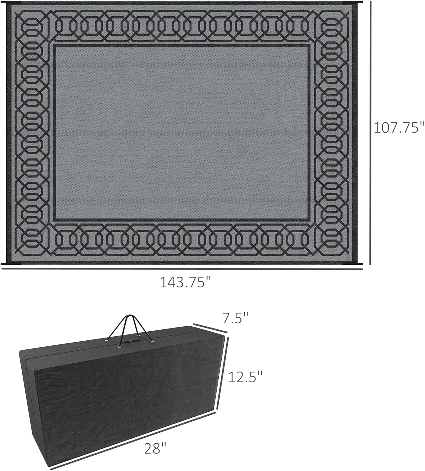 Alfombra exterior impermeable 9x12ft reversible paja