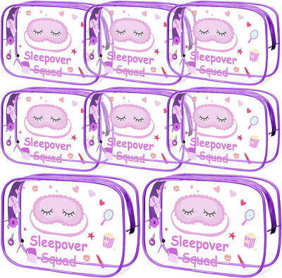 8 Bolsas Maquillaje Pijama Fiesta Spa Impermeables Morado
