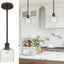 Lámpara colgante cocina 1 luz vidrio martilleado bronce