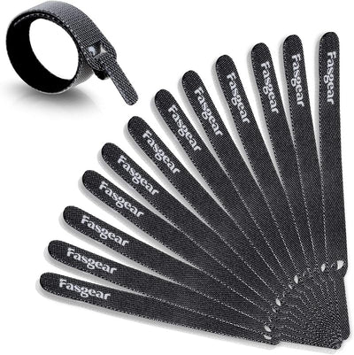 30 Correas Cable Ajustables 6pulg Gancho y Bucle Negro