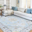 Alfombra 8x10ft estampado floral azul claro antiderrap