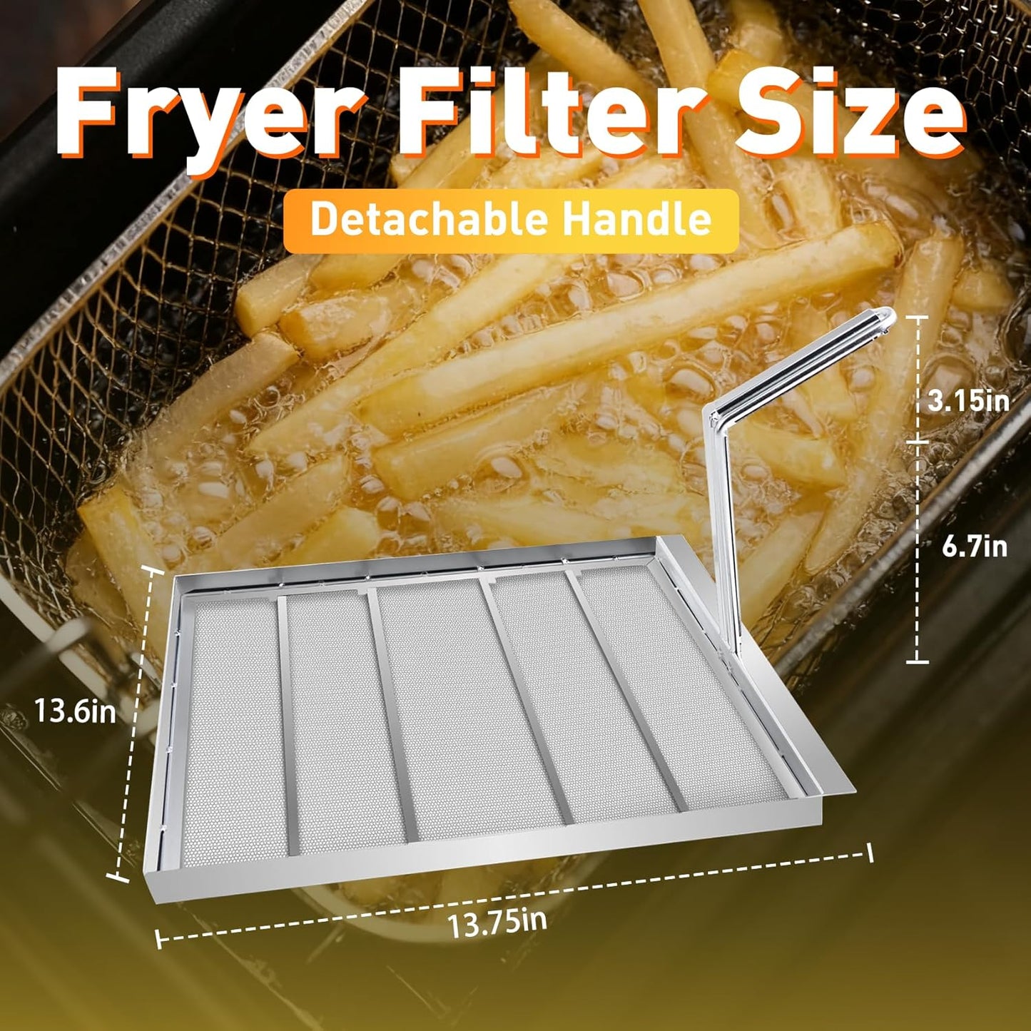 Pantalla filtro freidora 13.75x13.6pulg acero inox