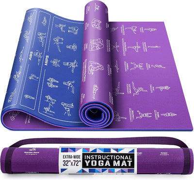 Esterilla yoga antideslizante 1/4pulg con 75 posturas ilustradas