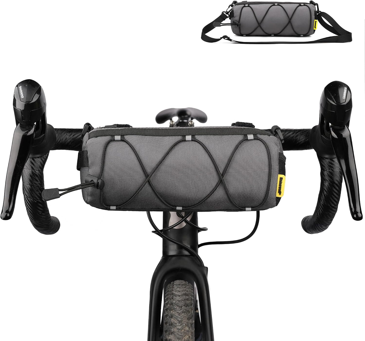 Bolsa manillar bicicleta correa hombro gris