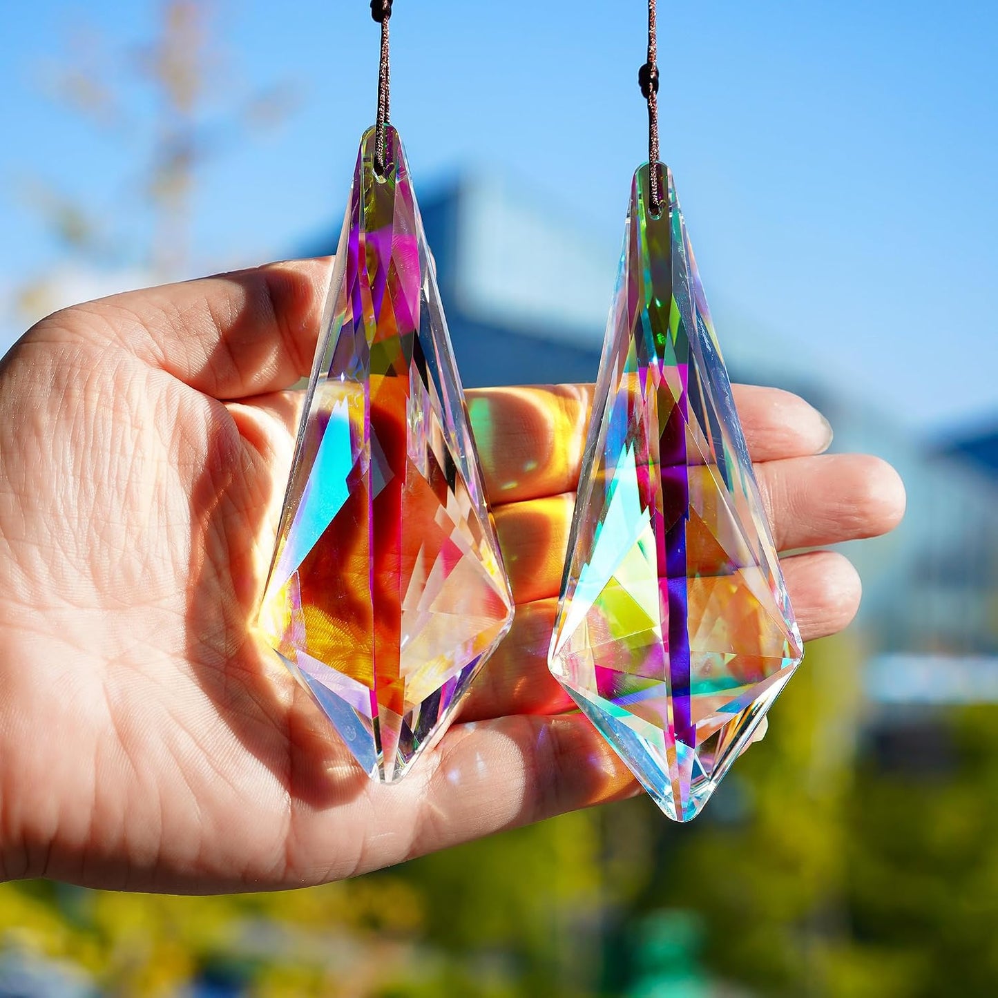 Prismas colgantes cristal AB para decorar ventanas bodas
