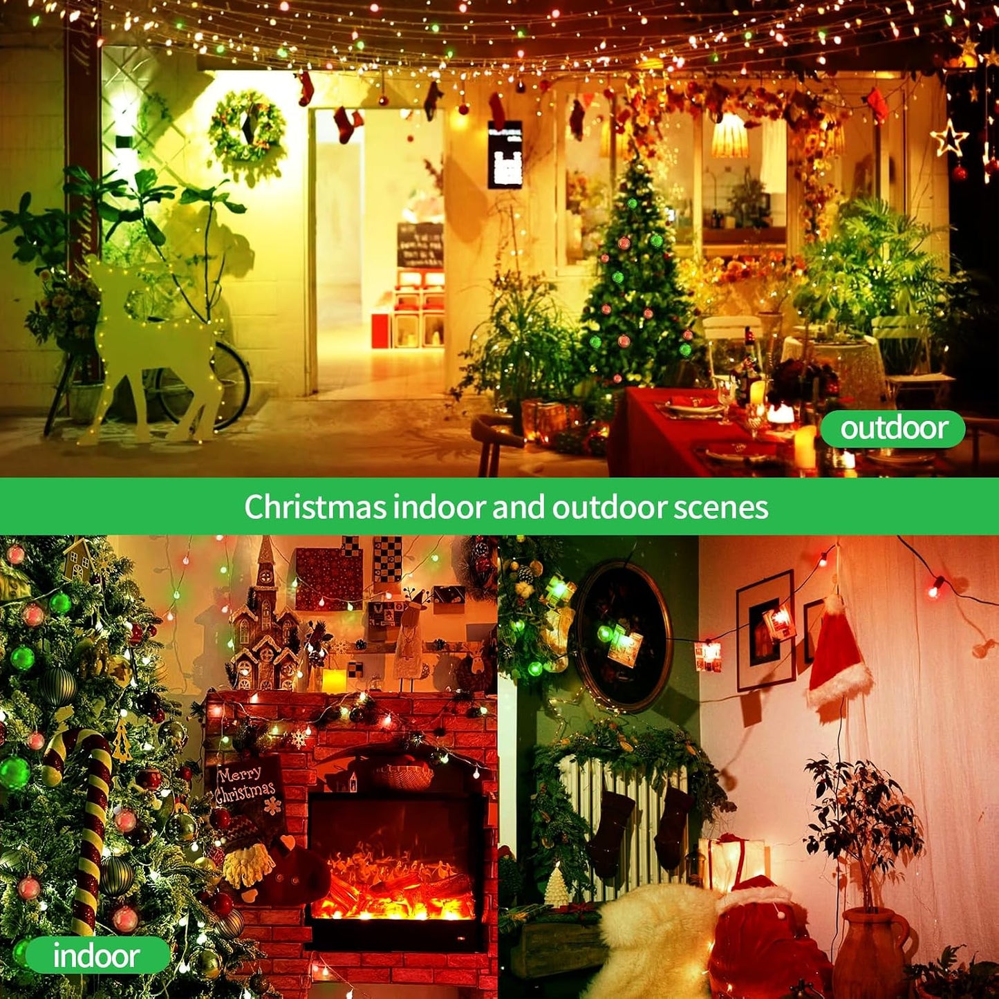 4 Bombillas LED E26 Color Verde 9W para Festivales y Navidad