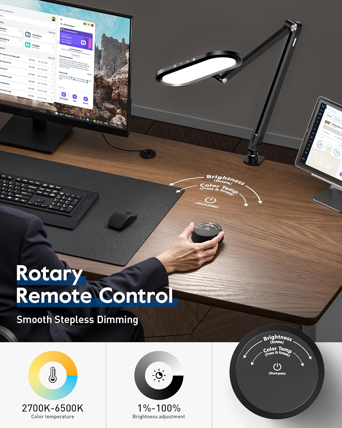 Lámpara LED escritorio doble cara ajustable con perilla