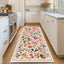 Alfombra pasillo 2.6x8 lavable no resbala flores beige